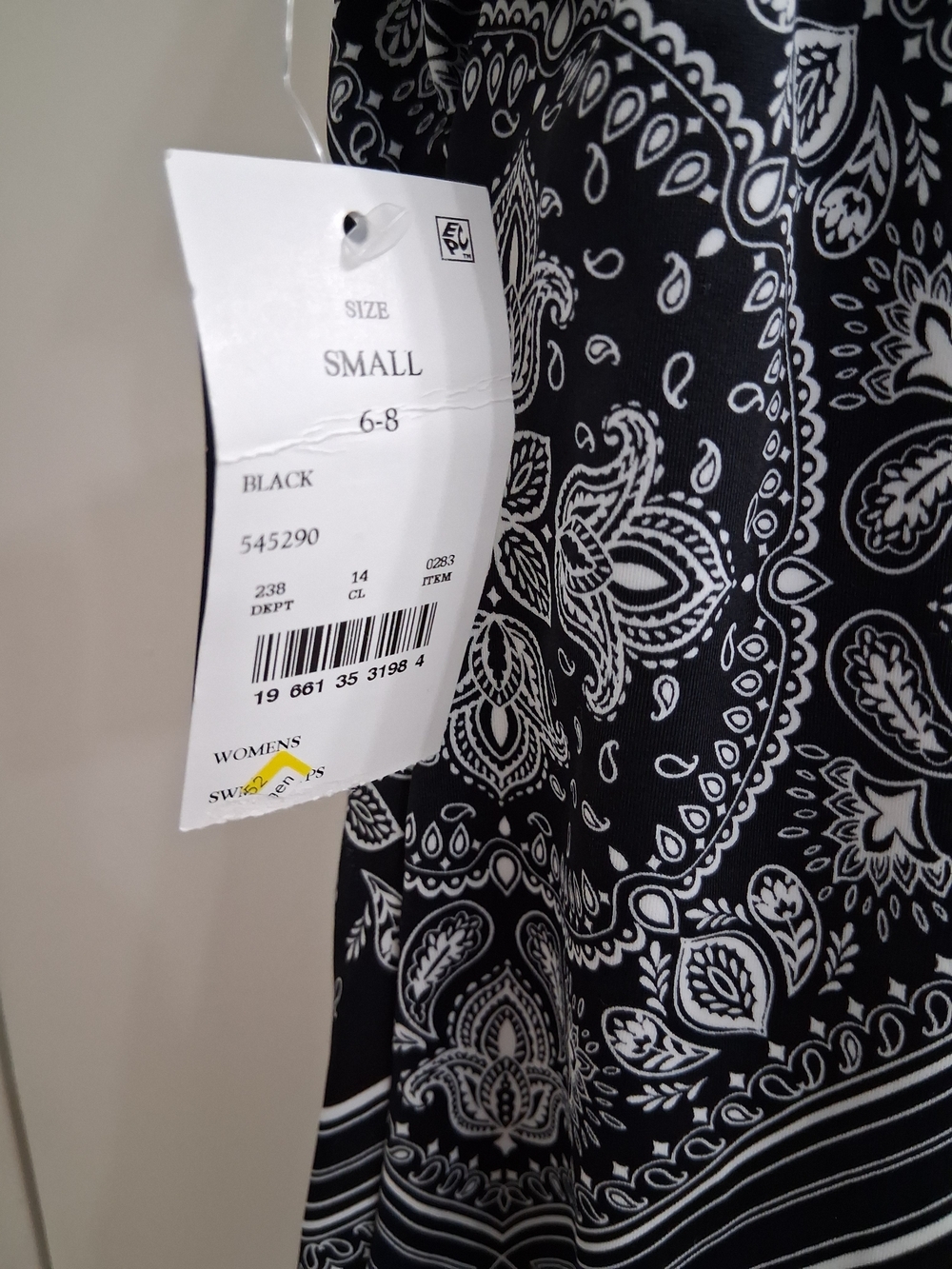Lands' End Black and White Paisley Racerback Tank - Picture 3 of 5